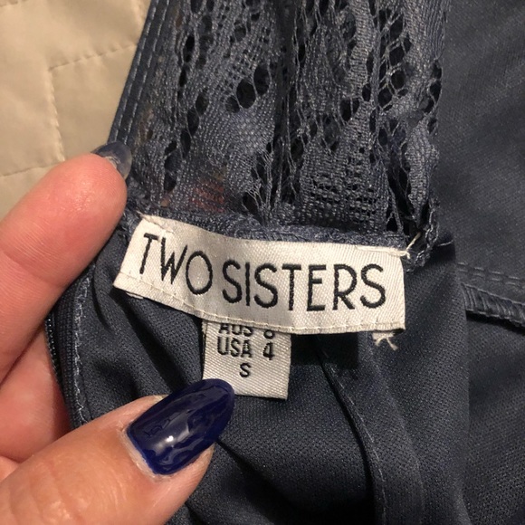 Size 2 Lace Navy Dress with tassels - Picture 4 of 5